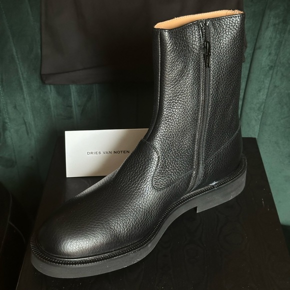 Men’s boots Dries Van Noten, black leather, Made in Italy, new (never used). - Picture 3 of 4